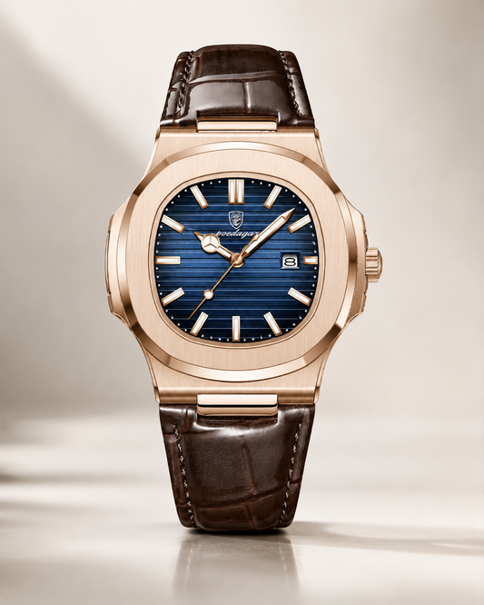 Rose Gold Leather Luxe Watch