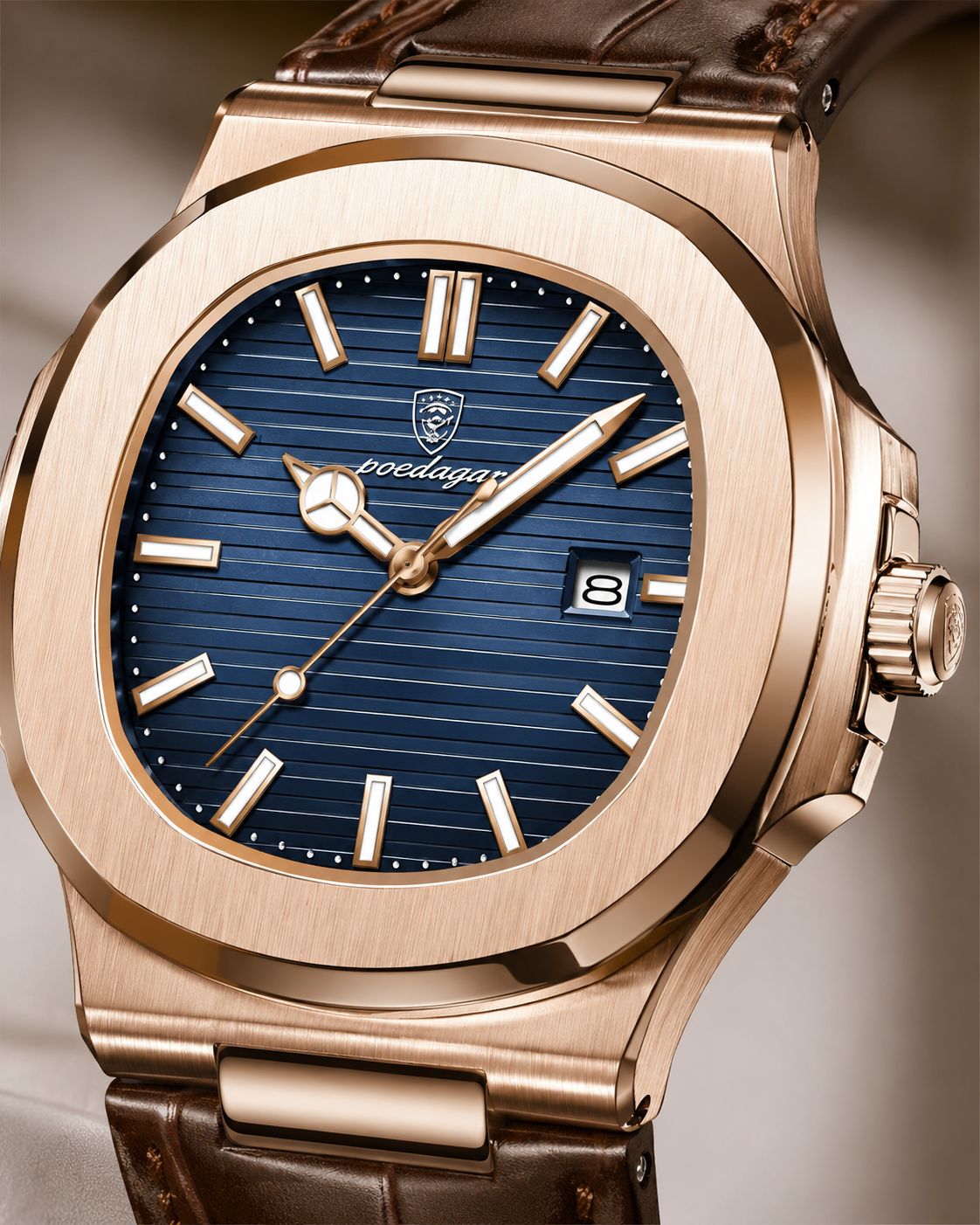 Rose Gold Leather Luxe Watch