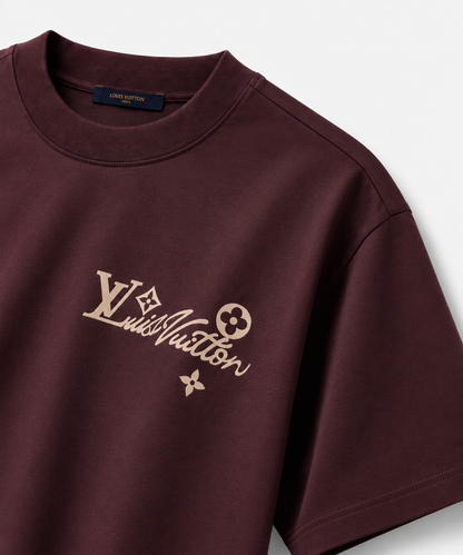 Burgundy Logo Tee Louis Vuitton