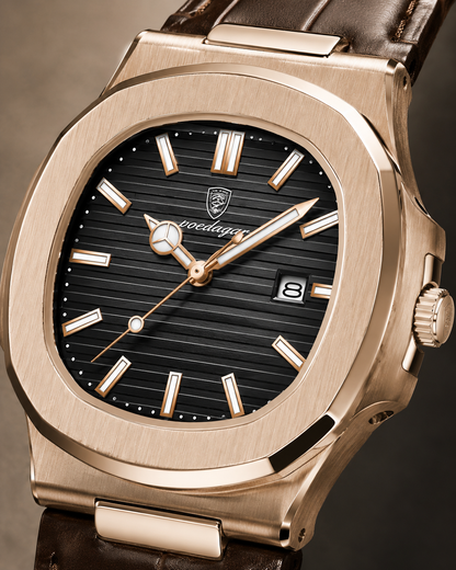 Rose Gold Leather Luxe Watch