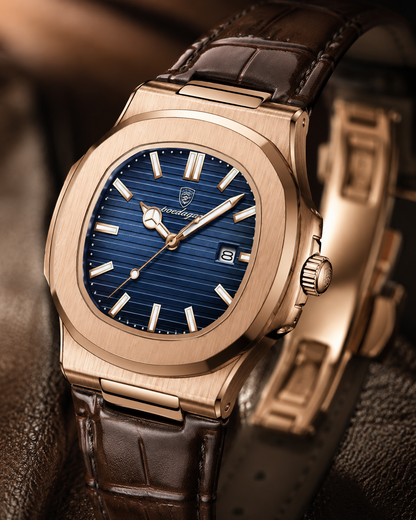 Rose Gold Leather Luxe Watch