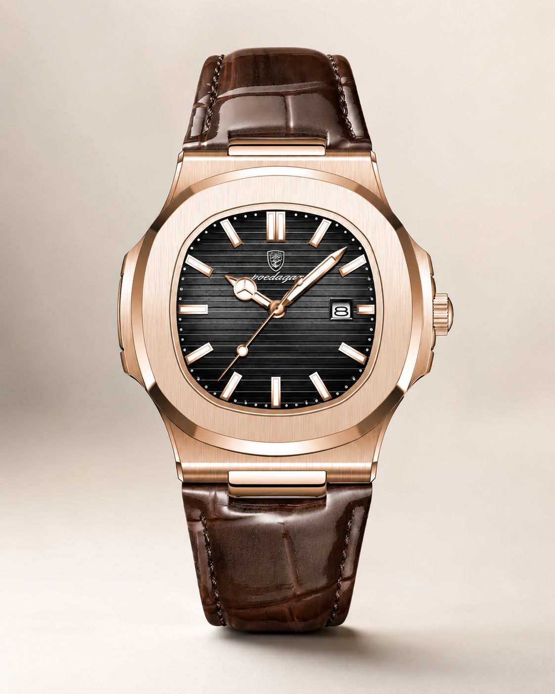 Rose Gold Leather Luxe Watch