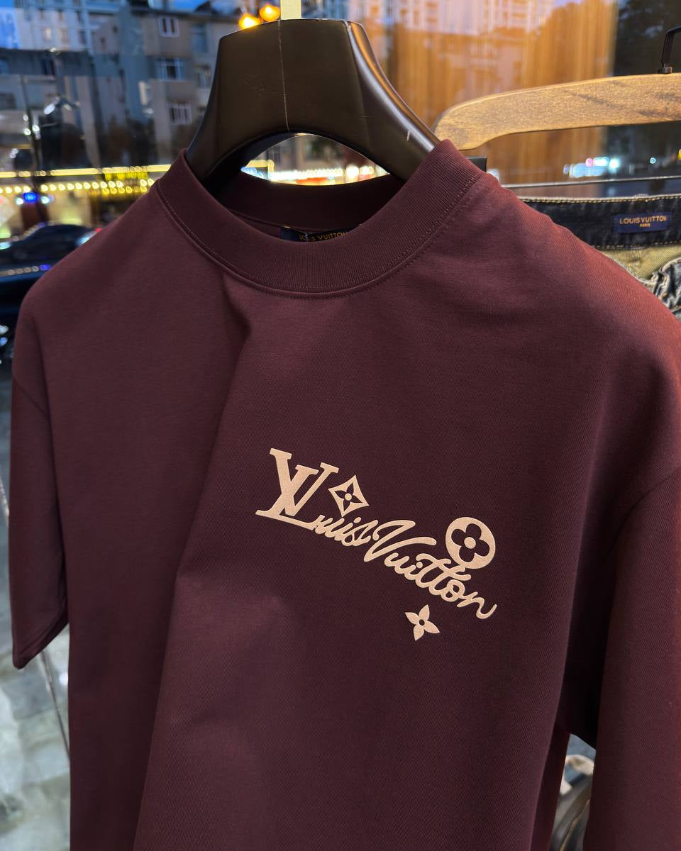 Burgundy Logo Tee Louis Vuitton