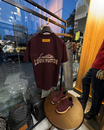 Burgundy Logo Tee Louis Vuitton
