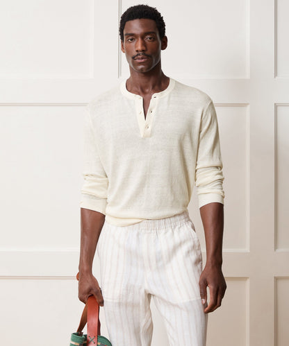 Linen-Cotton Henley Sweater — old money style, quiet luxury menswear