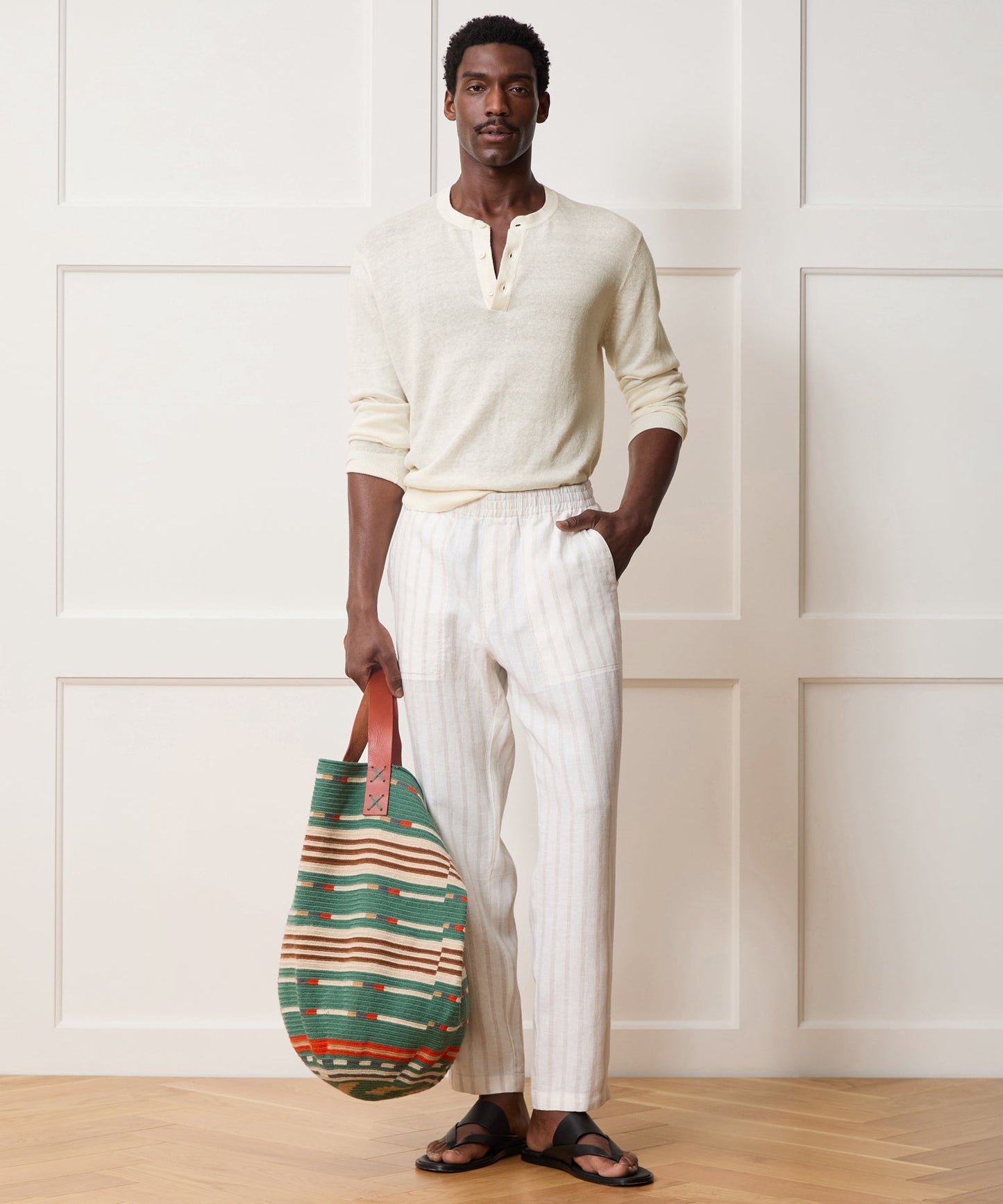 Linen-Cotton Henley Sweater — old money style, quiet luxury menswear