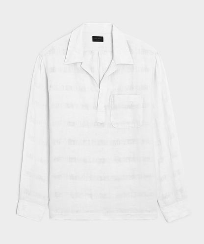 Linen Popover Shirt (white) — old money style, quiet luxury menswear