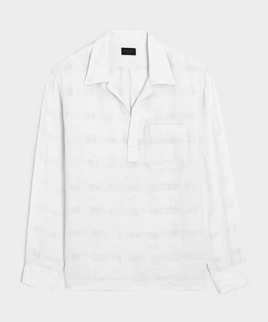 Linen Popover Shirt (white) — old money style, quiet luxury menswear
