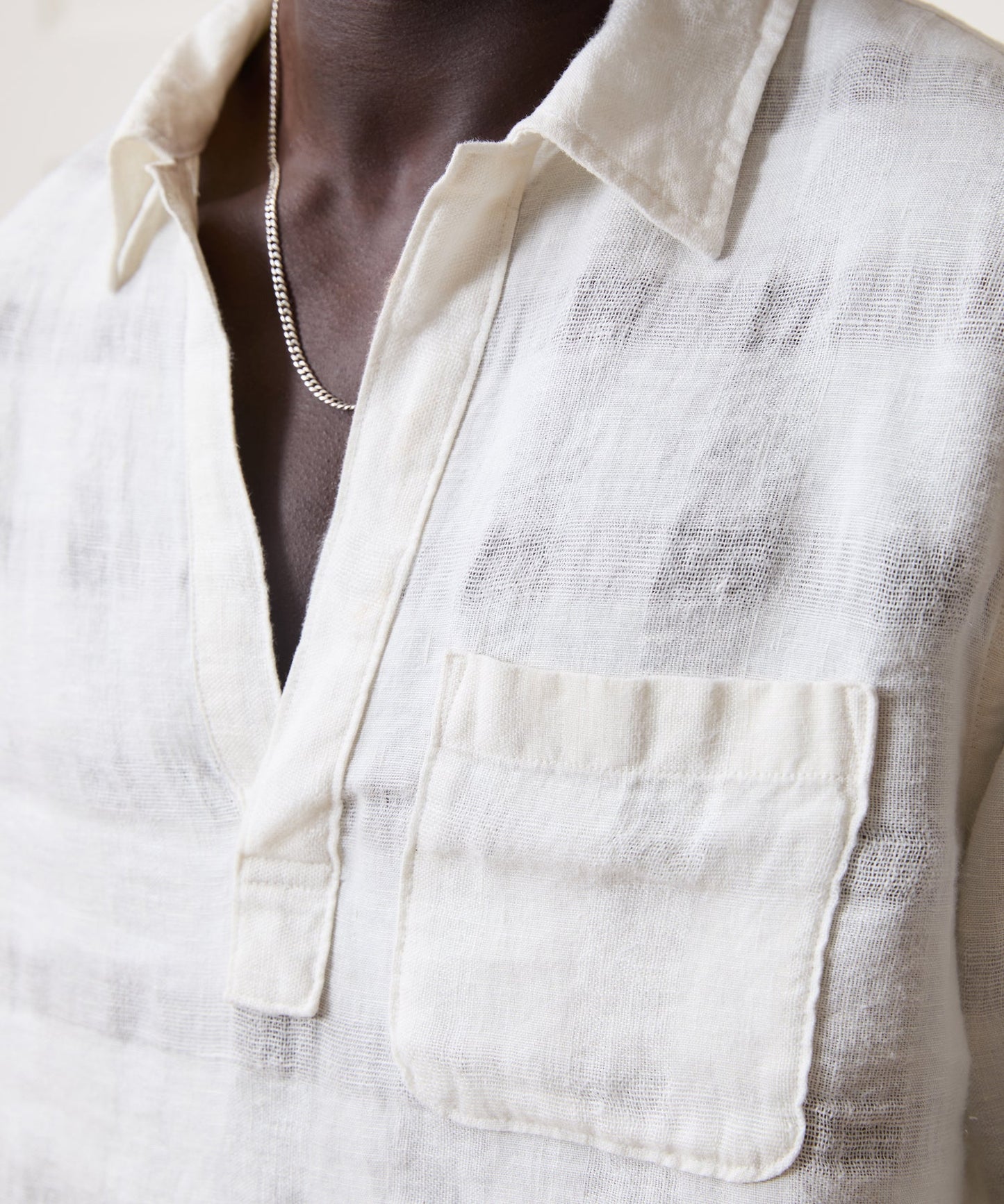 Linen Popover Shirt (white) — old money style, quiet luxury menswear