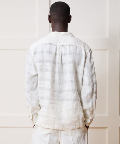 Linen Popover Shirt (white) — old money style, quiet luxury menswear