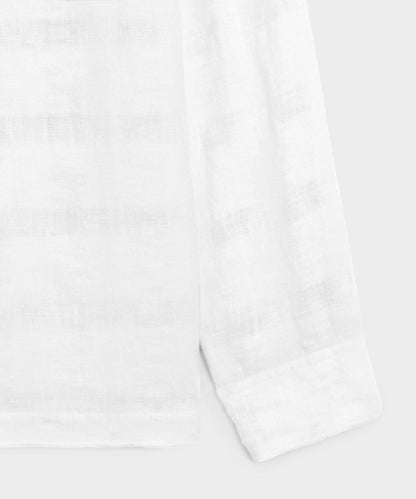 Linen Popover Shirt (white) — old money style, quiet luxury menswear