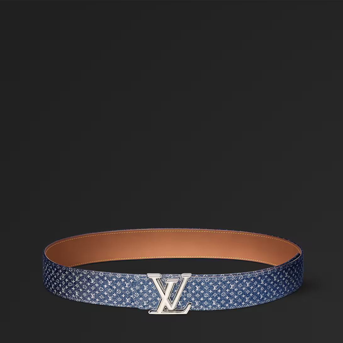 LV Dimension Monogram Reflective Denim 40mm Reversible Belt