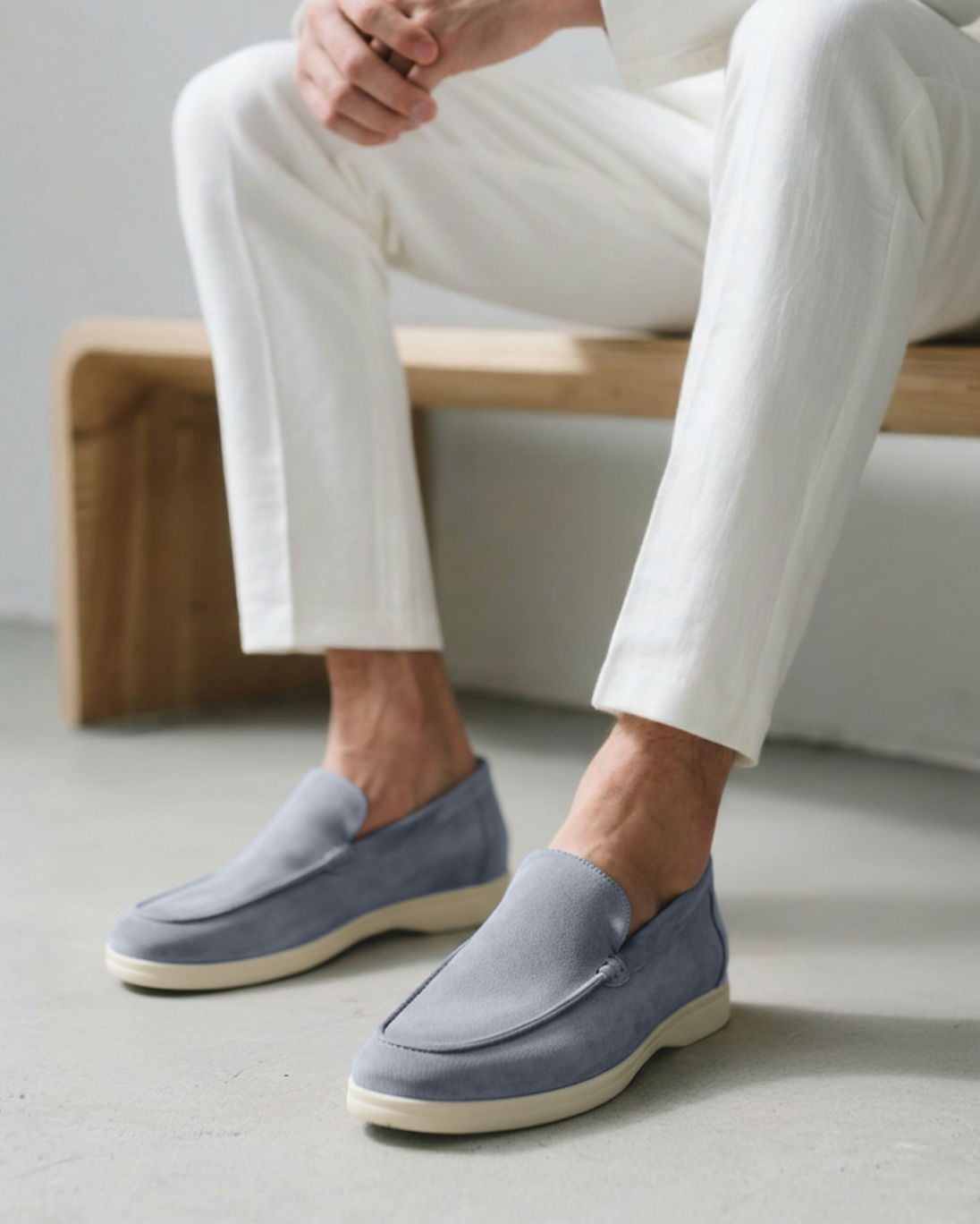 Old Money Suede Loafers (blue) — old money style, quiet luxury menswear