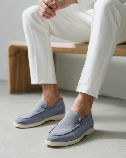Old Money Suede Loafers (blue) — old money style, quiet luxury menswear