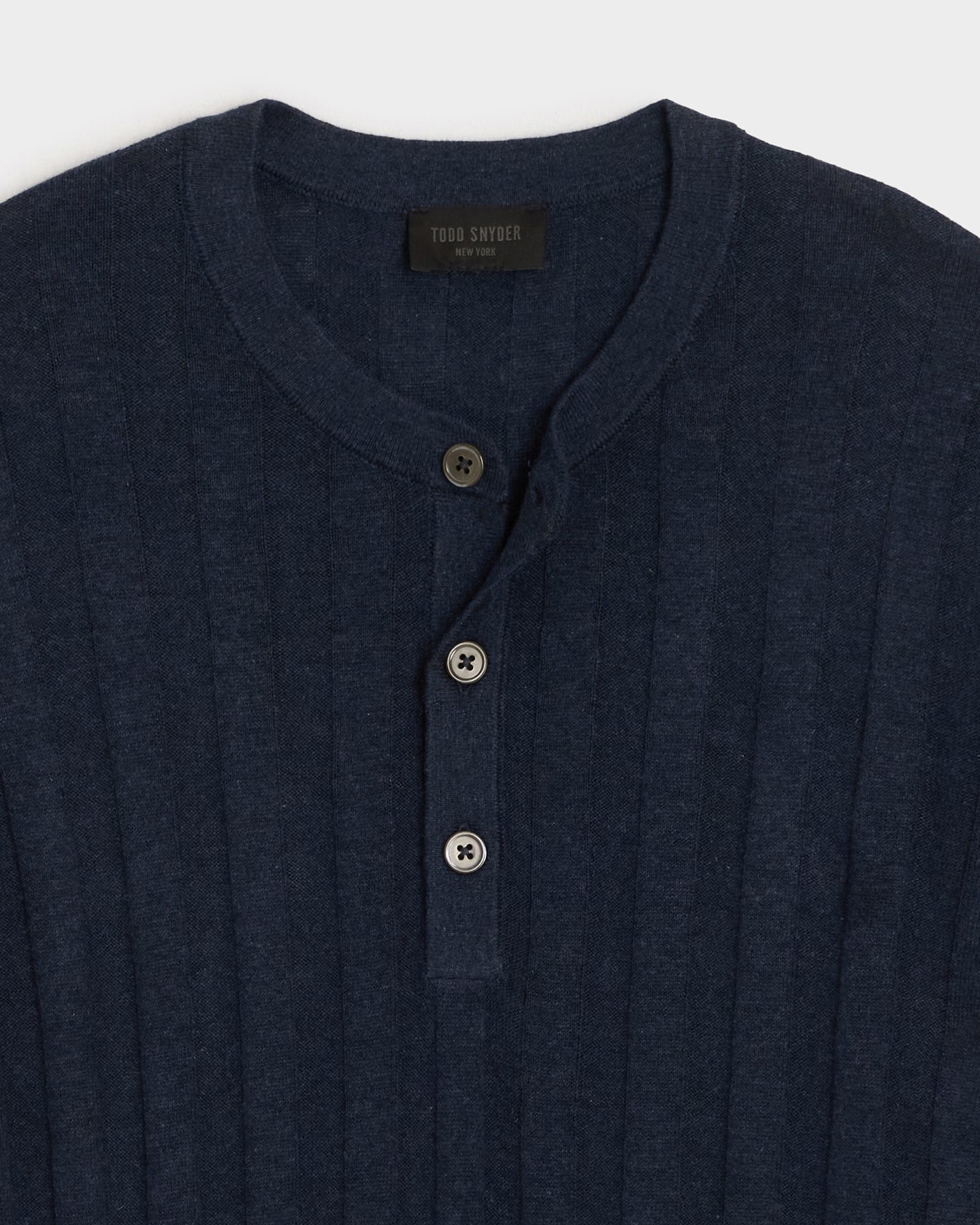 Ribbed Linen-Cotton Henley Sweater (navy batik) — old money style, quiet luxury menswear
