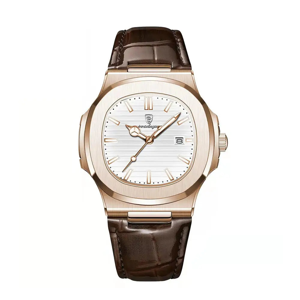 Rose Gold Leather Luxe Watch