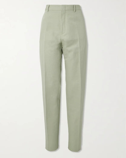 Loro Piana Cedric Tapered Cotton and Linen-Blend Canvas Trousers