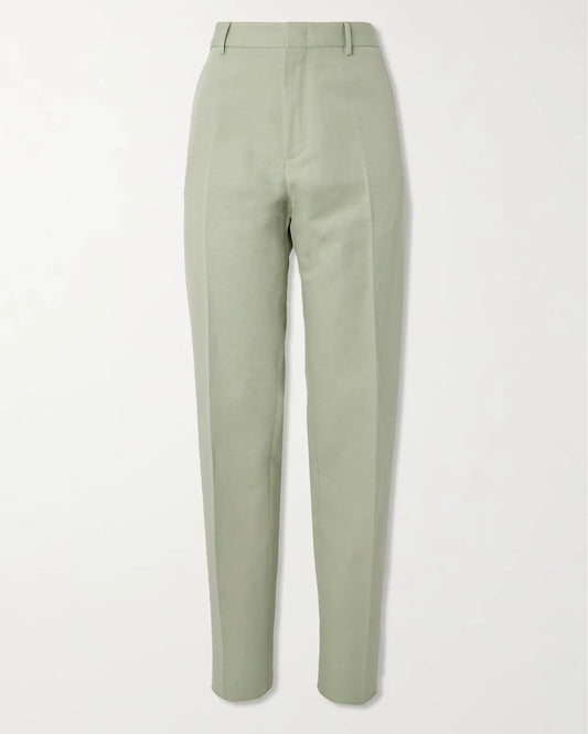 Loro Piana Cedric Tapered Cotton and Linen-Blend Canvas Trousers
