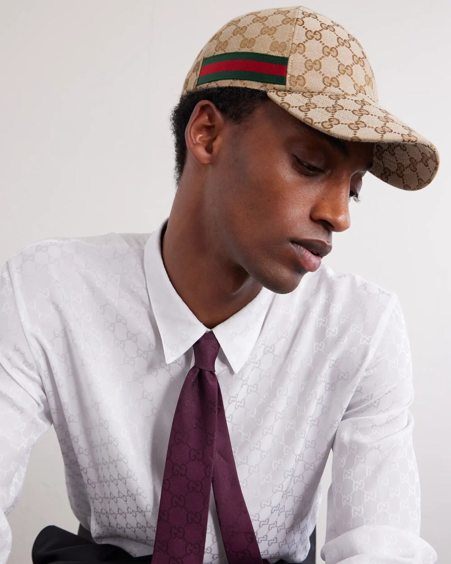 GUCCI Webbing-Trimmed Logo-Jacquard Canvas Cap