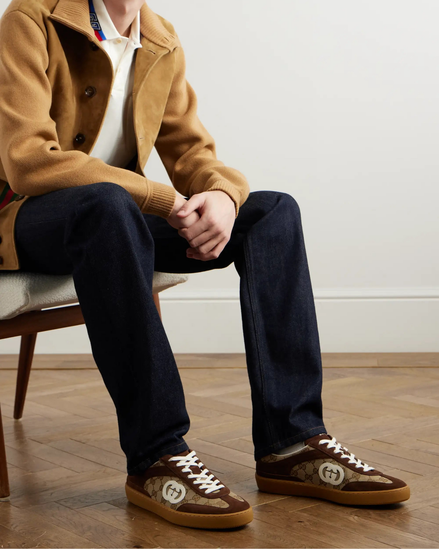 Gucci G74 Suede and Leather-Trimmed Monogrammed Canvas Sneakers