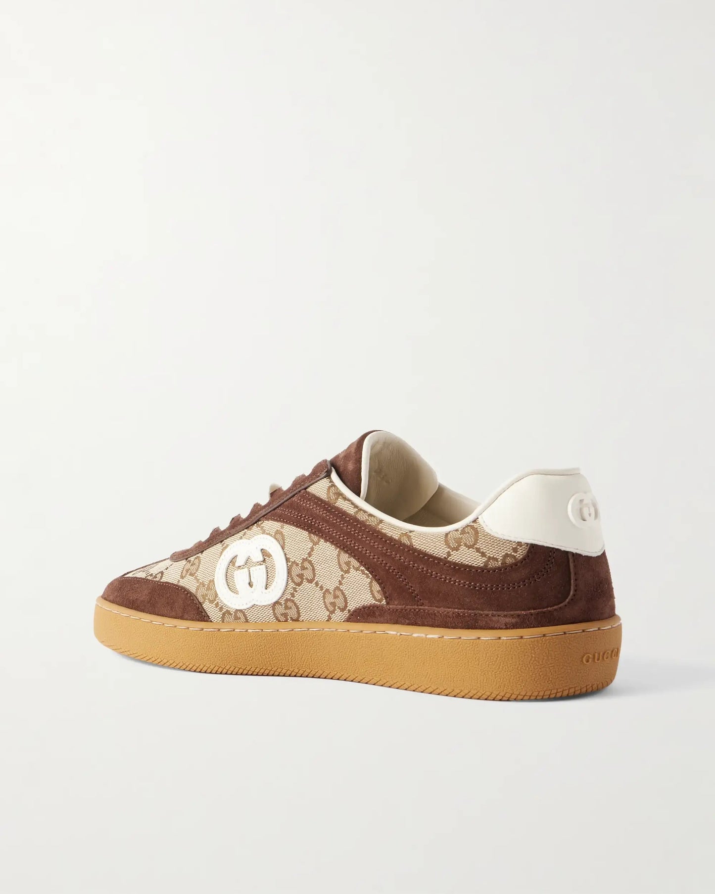 Gucci G74 Suede and Leather-Trimmed Monogrammed Canvas Sneakers