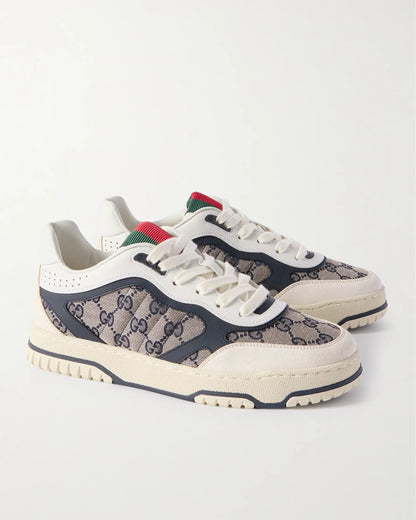 Gucci Re-Web Suede and Webbing-Trimmed Canvas and Leather Sneakers