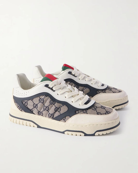 Gucci Re-Web Suede and Webbing-Trimmed Canvas and Leather Sneakers