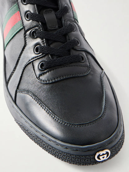 Gucci Coda Webbing-Trimmed Leather Sneakers
