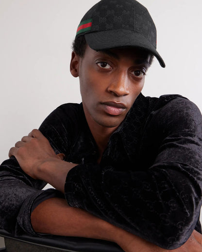 GUCCI Webbing-Trimmed Logo-Jacquard Canvas Cap