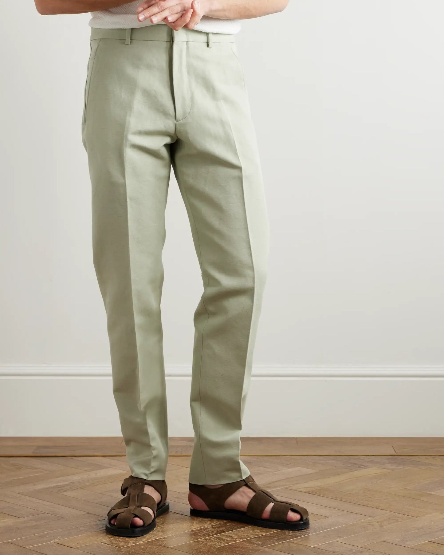 Loro Piana Cedric Tapered Cotton and Linen-Blend Canvas Trousers