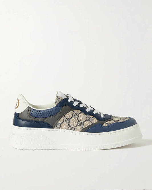 Gucci Monogrammed Coated-Canvas and Leather Sneakers