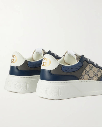 Gucci Monogrammed Coated-Canvas and Leather Sneakers
