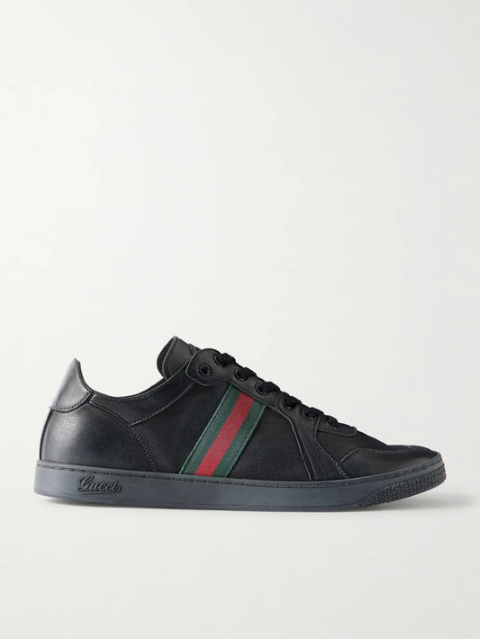 Gucci Coda Webbing-Trimmed Leather Sneakers