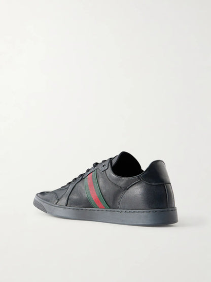 Gucci Coda Webbing-Trimmed Leather Sneakers