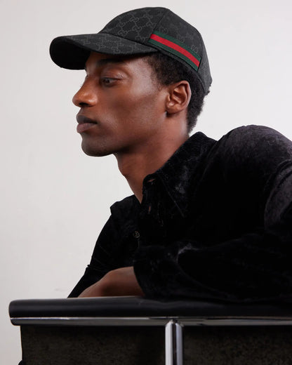 GUCCI Webbing-Trimmed Logo-Jacquard Canvas Cap