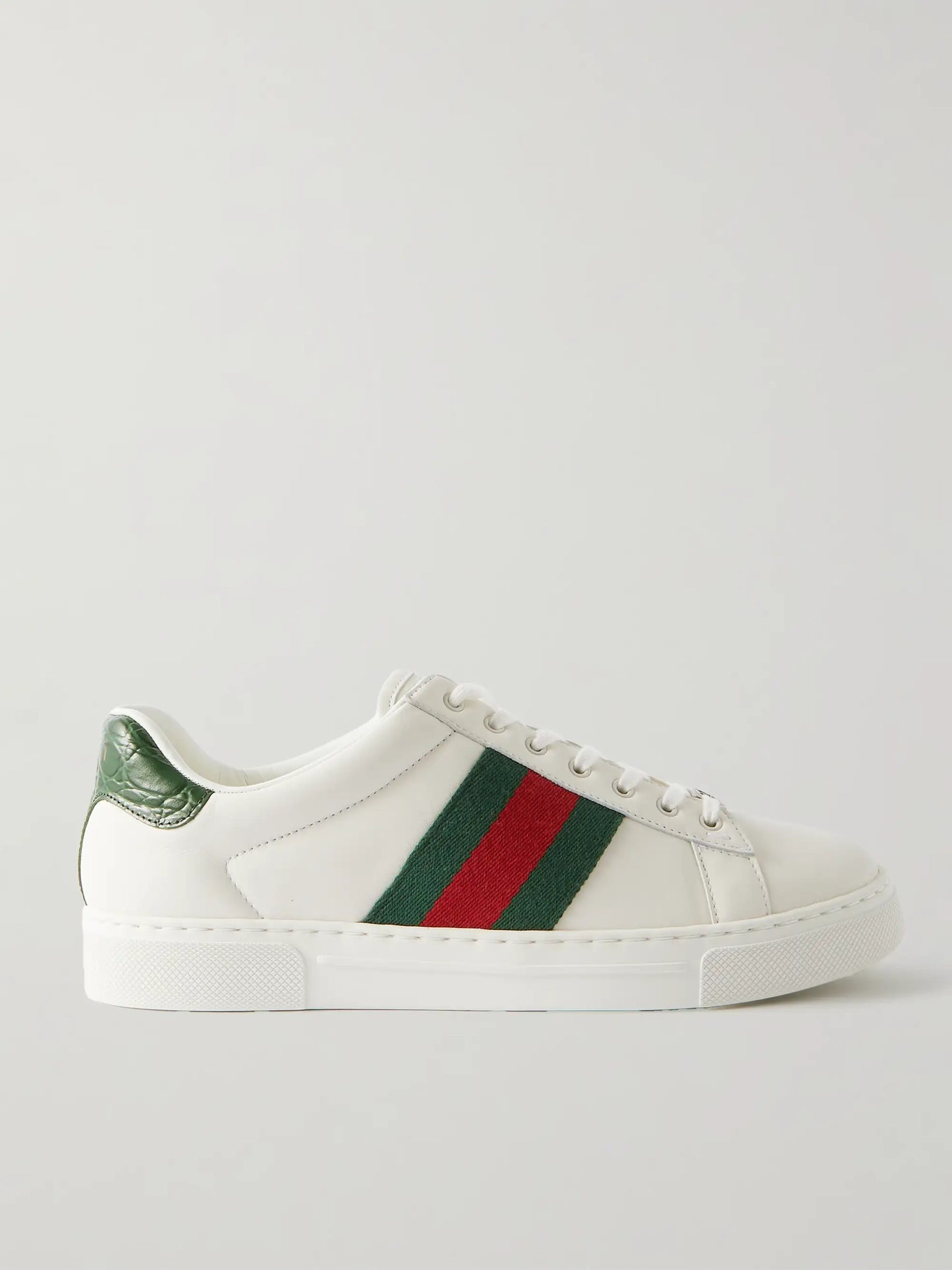 Gucci Ace Webbing-Trimmed Leather Sneakers