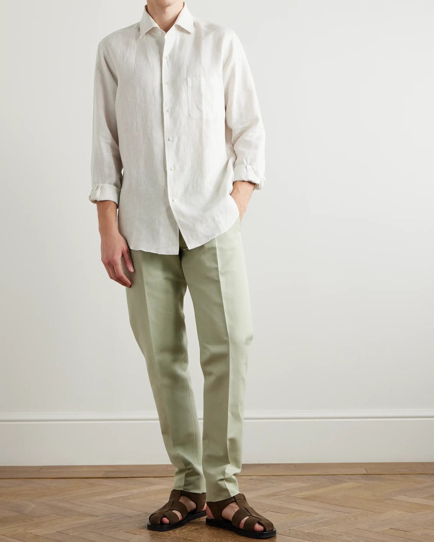 Loro Piana Cedric Tapered Cotton and Linen-Blend Canvas Trousers