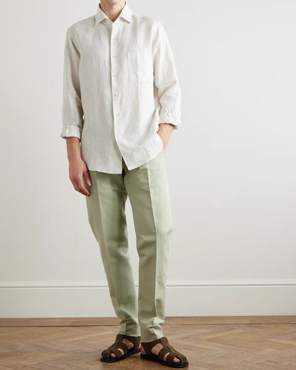 Loro Piana Cedric Tapered Cotton and Linen-Blend Canvas Trousers
