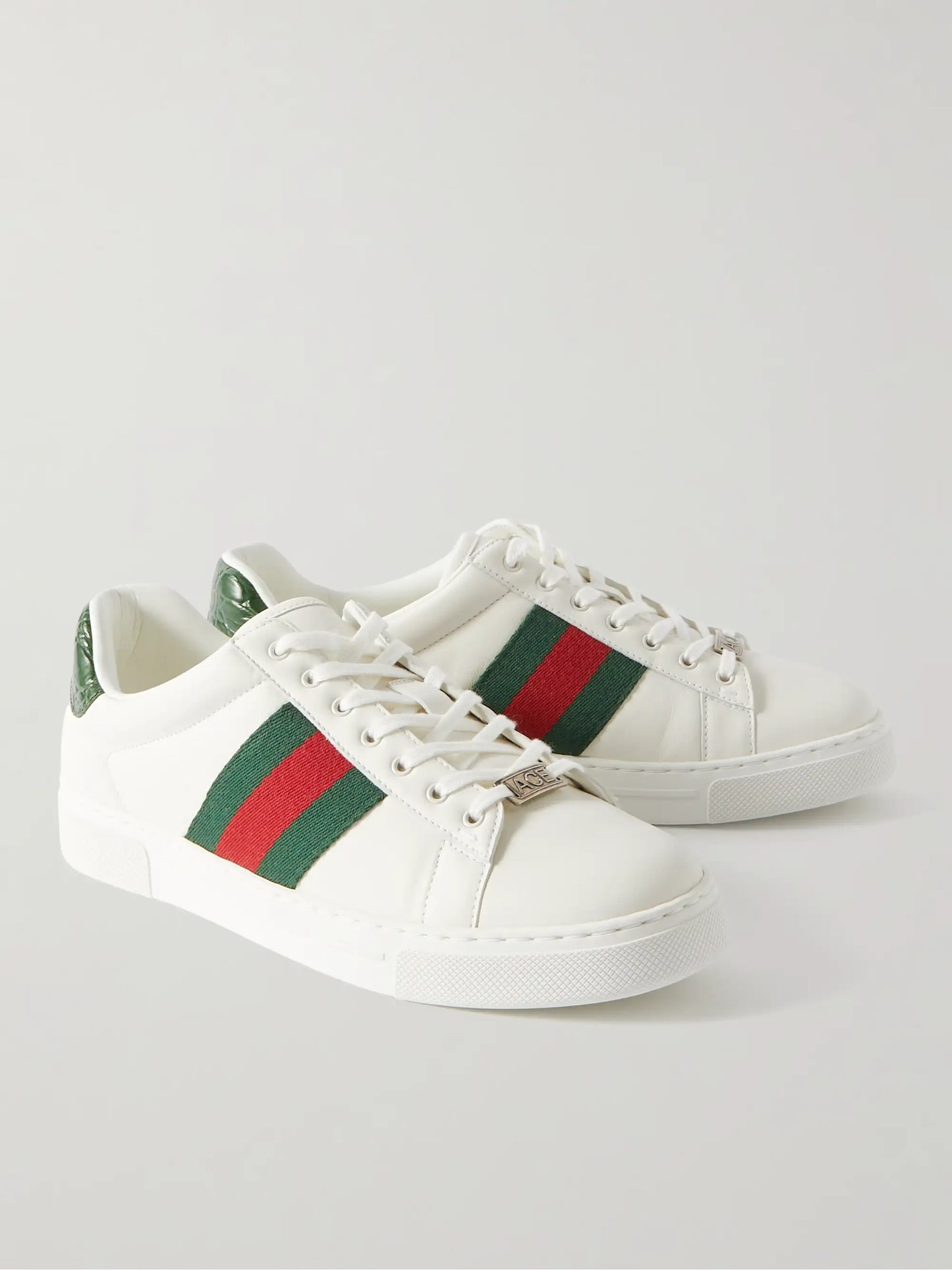 Gucci Ace Webbing-Trimmed Leather Sneakers