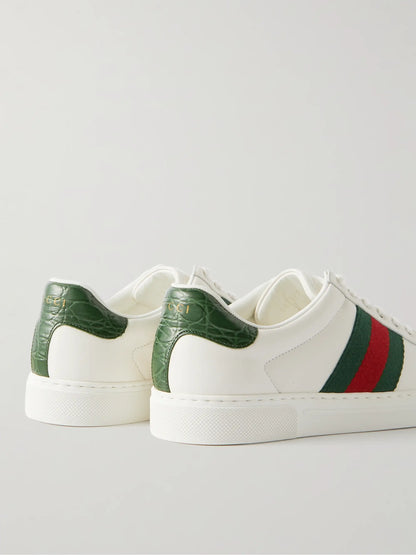 Gucci Ace Webbing-Trimmed Leather Sneakers