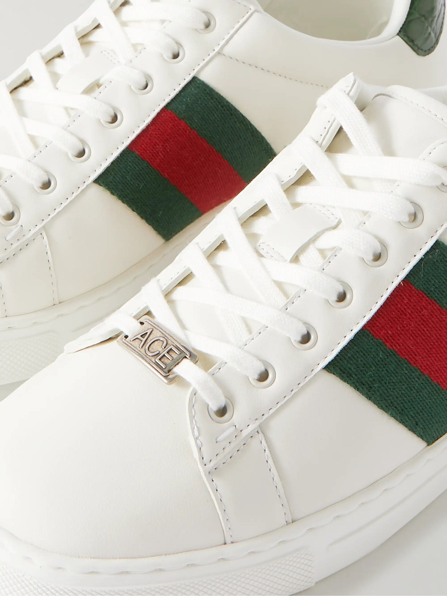 Gucci Ace Webbing-Trimmed Leather Sneakers