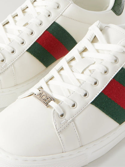 Gucci Ace Webbing-Trimmed Leather Sneakers
