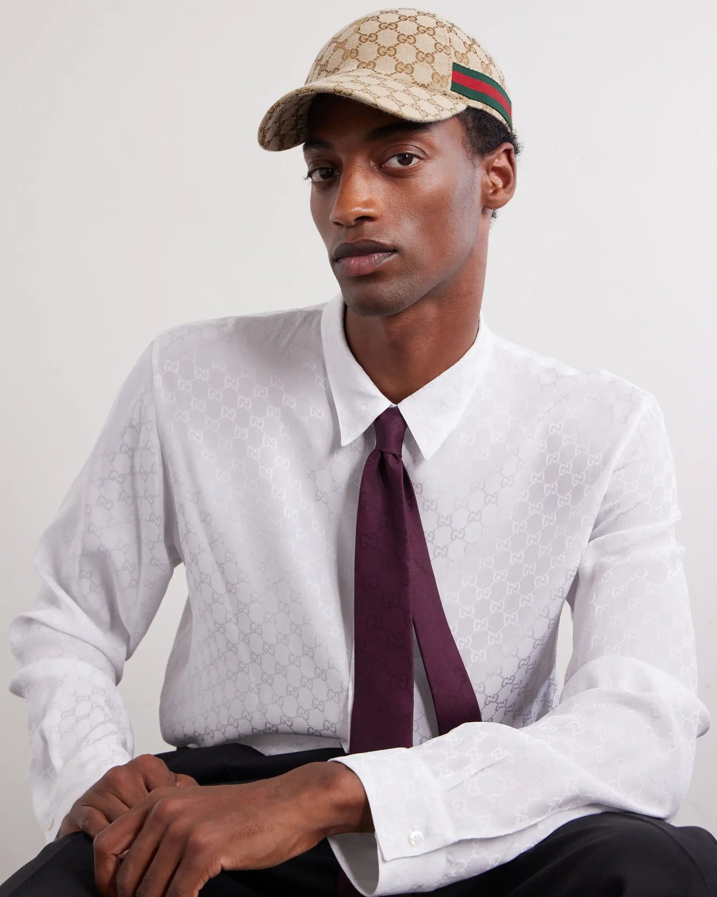 GUCCI Webbing-Trimmed Logo-Jacquard Canvas Cap